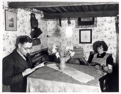 A Couple in an Air Raid Shelter, 11 Cardigan Avenue, Leeds, 15th October 1940 by English Photographer